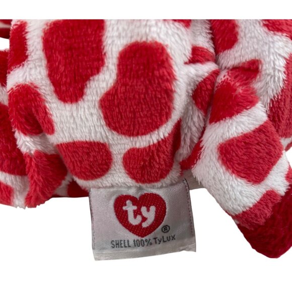 Ty Pluffies Kisser Giraffe Red White 9" Beanie Stuffed Animal 2007 w/Tags - Picture 9 of 12